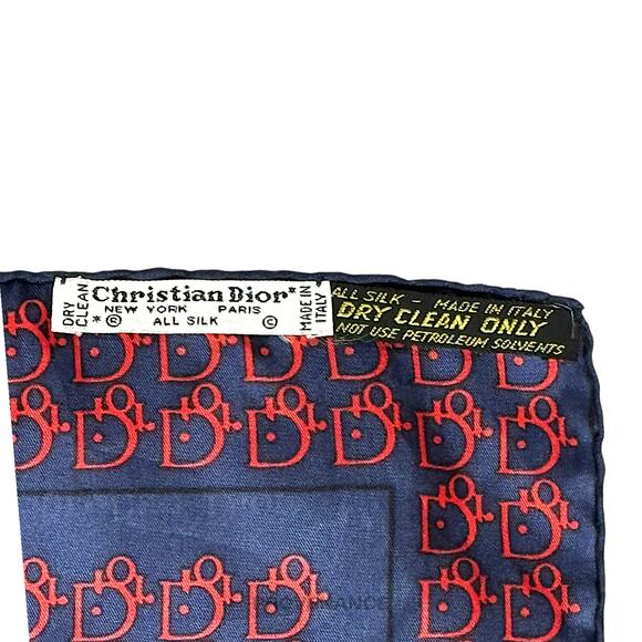 🔴 Christian Dior Trotter Monogram Silk Scarf - Navy Red - Picture 7 of 8